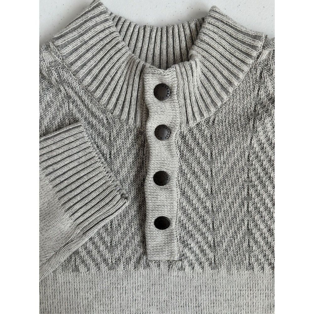 Outpost Makers Men's XL Light Gray 1/4 Snap Button Herringbone‎ Knit Sweater